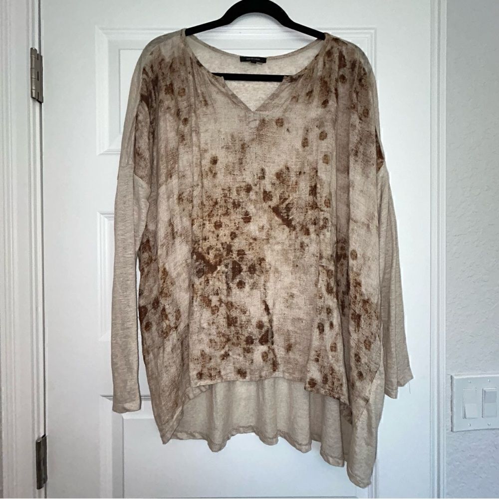 Pas de Calais Linen Long Sleeve Asymmetrical Lagenlook Top